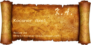 Kocsner Axel névjegykártya